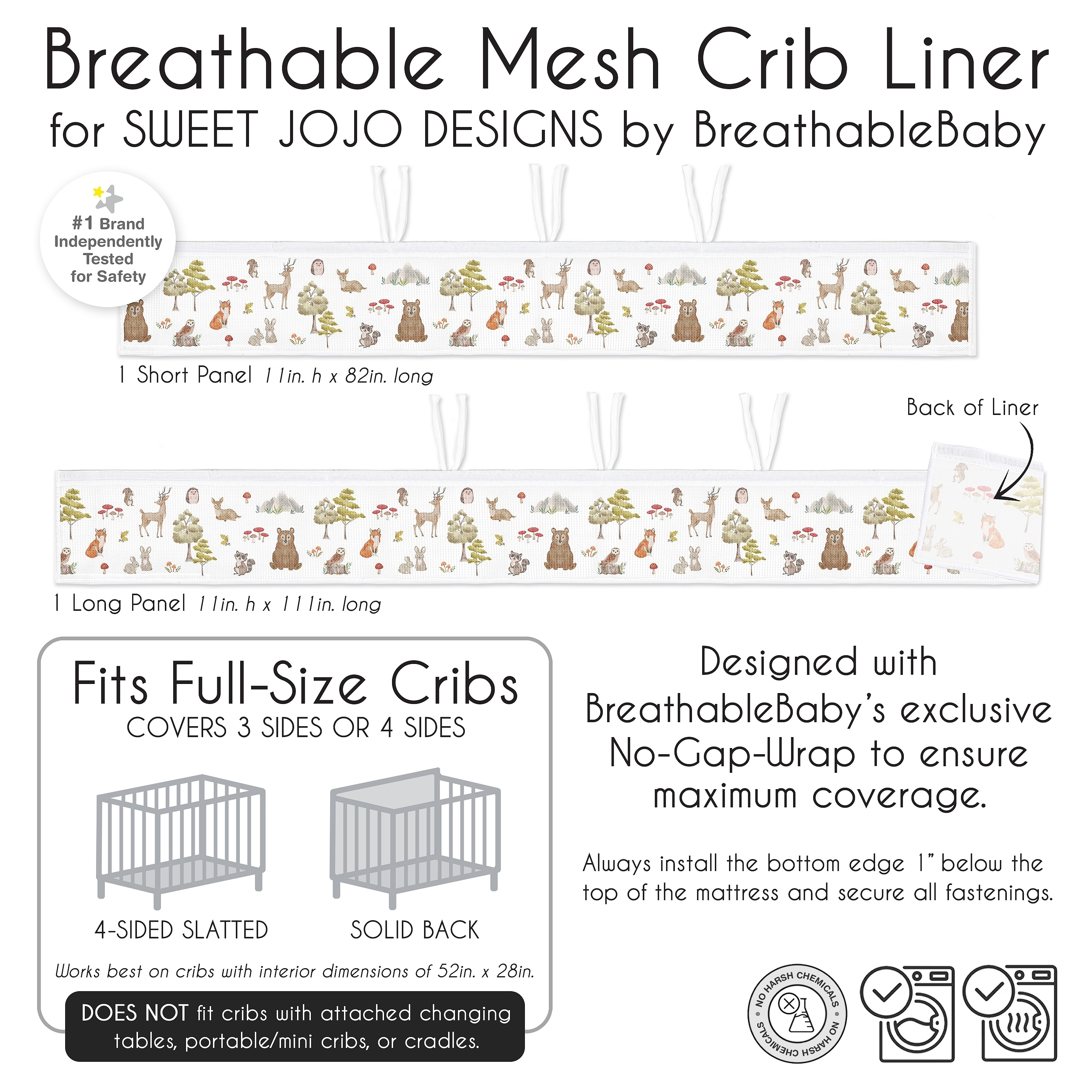 Sweet Jojo Designs BreathableBaby Breathable Mesh Crib Liner Woodland Forest Animals Boy Girl Gender Neutral Watercolor Friend Bed Bath Beyond 40042608